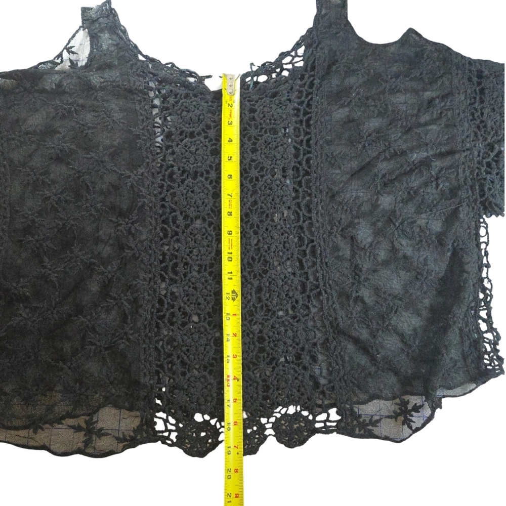 MUDD Black Crochet Lace Top SIZE L - Picture 7 of 8